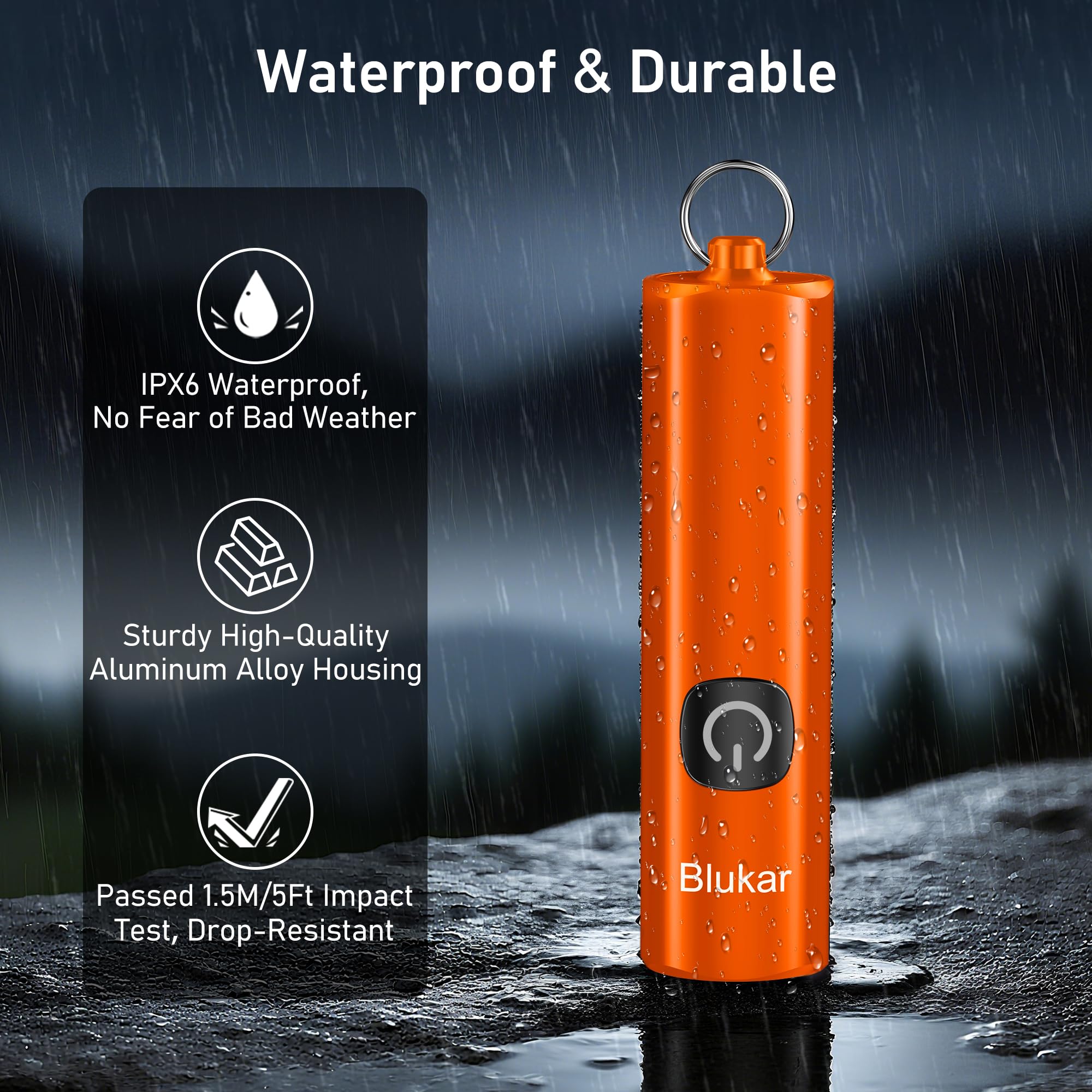 Blukar EDC Rechargeable Keychain Flashlight, 360L Mini Portable Flash Light