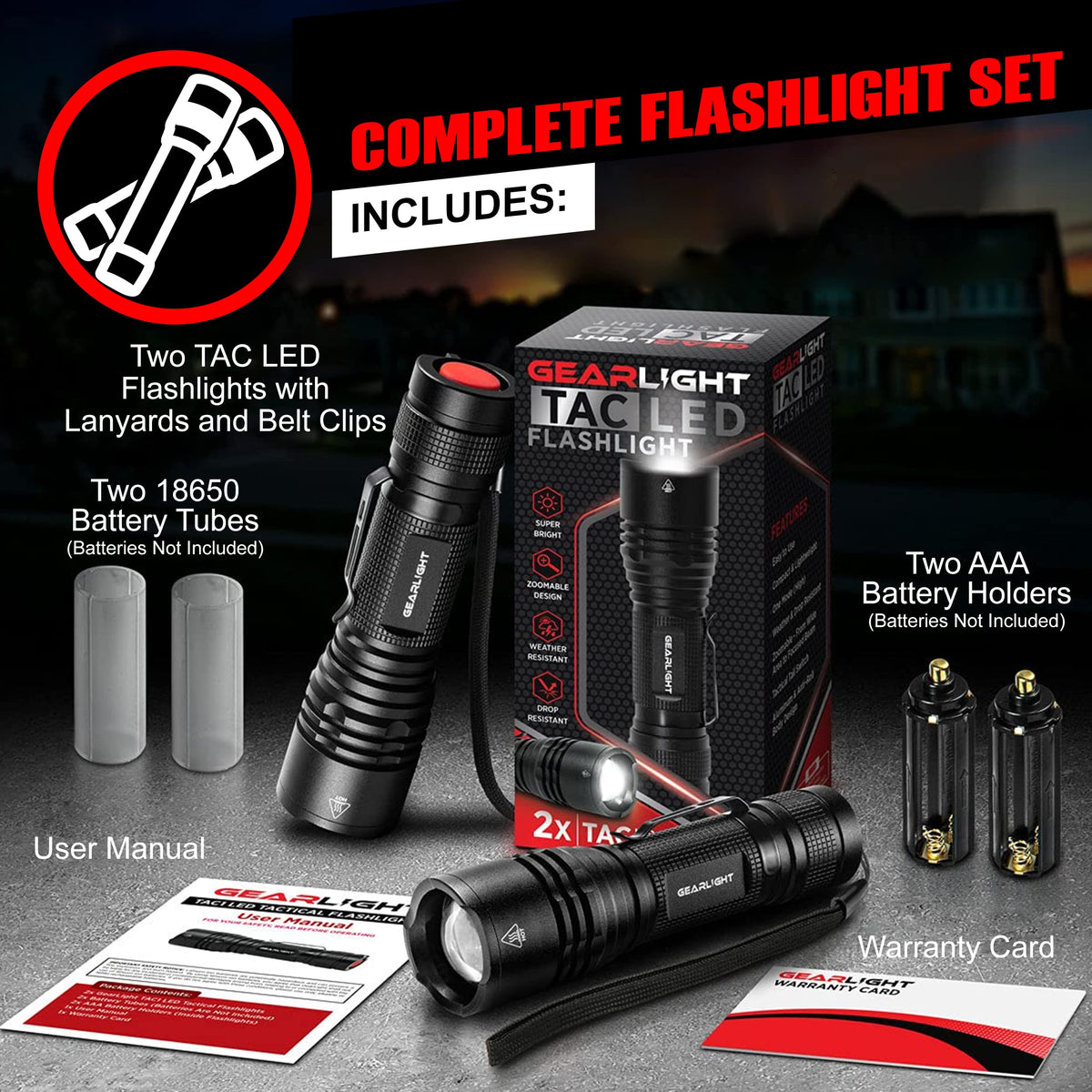 GearLight LED Tactical Flashlights High Lumens